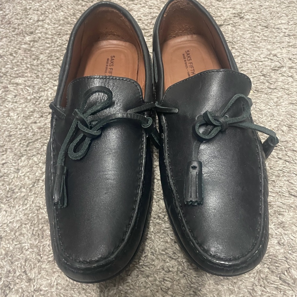 Saks Fifth Avenue Men's Dark Green Leather Loafers